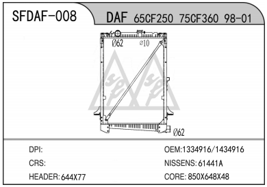 SFDAAF-008 DAF Truck Radiator